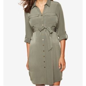 Motherhood Maternity Belted Shirtdress In Olive Sz S NWT